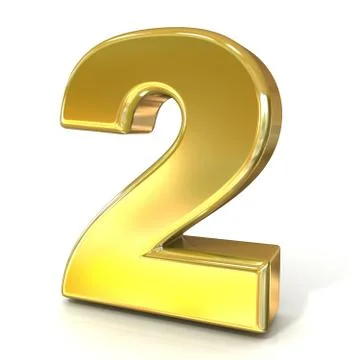 Numerical digits collection, 2 - TWO. 3D golden sign Stock Illustration