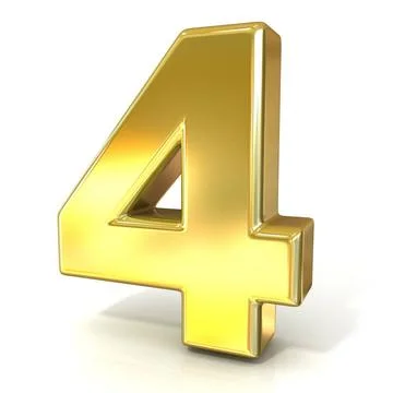 Numerical digits collection, 4 - FOUR. 3D golden sign Numerical digits col... Stock Photos