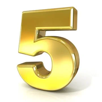 Numerical digits collection, 5 - FIVE. 3D golden sign Numerical digits col... Stock Photos