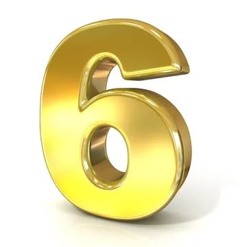 Numerical digits collection, 6 - SIX. 3D golden sign Numerical digits coll... Stock Photos