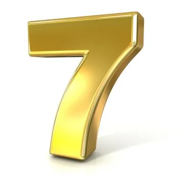 Numerical digits collection, 7 - SEVEN. 3D golden sign Stock Illustration