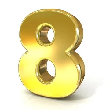 Numerical digits collection, 8 - EIGHT. 3D golden sign Numerical digits co... Stock Photos