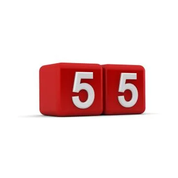 Numerical fifty-five on red cubes Stock Illustration