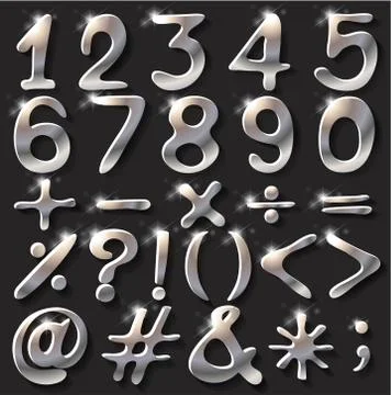 Numerical figures and operations Stock Illustration