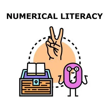 Numerical literacy concept for education and learning math Stock Illustration
