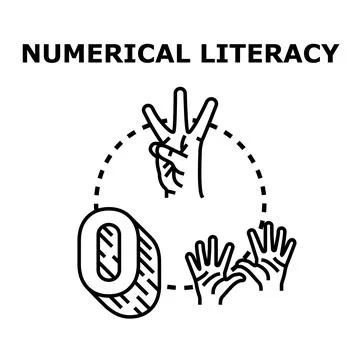 Numerical literacy concept with hands learning basic math counting Stock Illustration