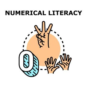 Numerical literacy concept with hands learning basic math counting Stock Illustration