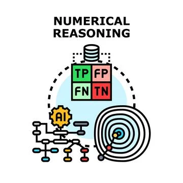Numerical reasoning assessing artificial intelligence data models 스톡 일러스트