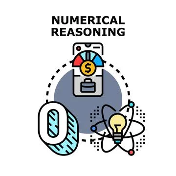 Numerical reasoning concept evaluating financial business data Stock Illustration