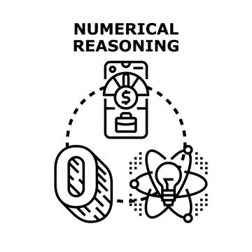 Numerical reasoning concept evaluating financial business data Stock Illustration