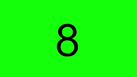 Numerical ten digits to number 8 animation black on greenbox Stock Footage 333531802
