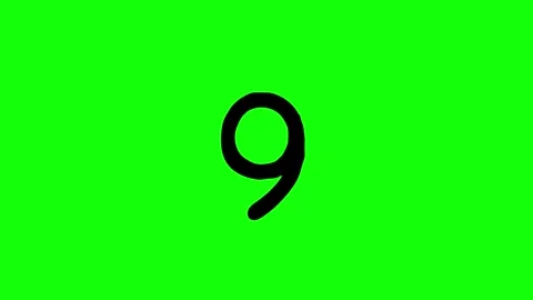 Numerical ten digits to number 9 animation black on greenbox Stock Footage 333684957