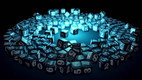Numerology (falling cubes with numbers create a magic circle). 3D animation Stock Footage 141848866