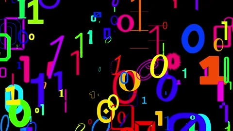 Numerous binary numbers 1 and 0 appearing and disappearing in fonts of all types Stock Footage 323741943