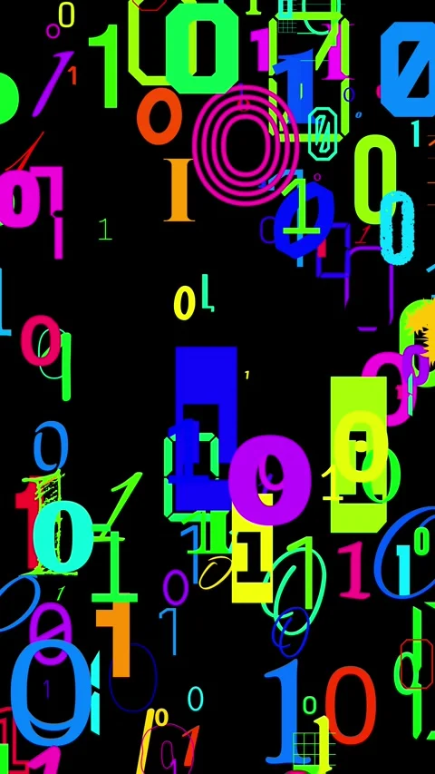 Numerous binary numbers 1 and 0 appearing and disappearing in vertical layout on Stock Footage 323742016