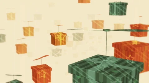 Numerous Colorful Boxes Flying  Stock Footage 1035111