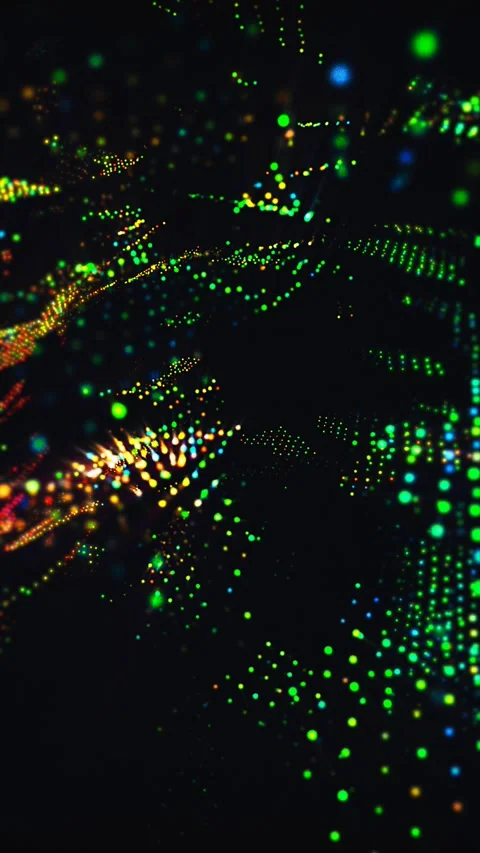 Numerous colorful glowing dots create a dynamic abstract digital pattern Stock-Footage 331531115