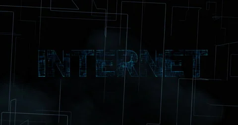 Numerous dots gather to create a 'Internet' typo, low-polygon Stock Footage 192898014