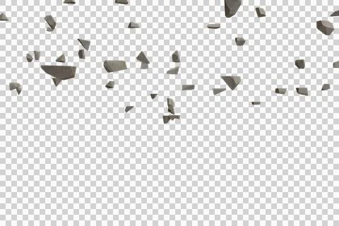 Numerous jagged grey rocks, outlined in light brown, are frozen mid-fall Stock Illustration