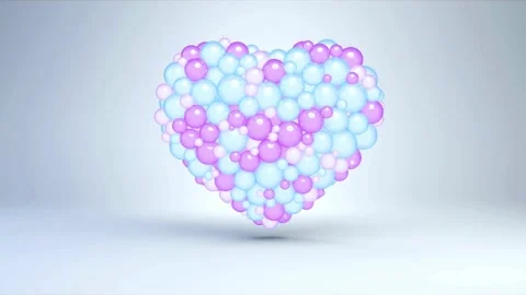 Numerous light blue and pink spheres gather Video stock 333113673