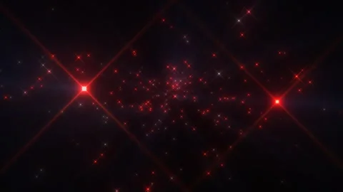 Numerous luminous red and white points of light twinkle Stock Footage 327787685