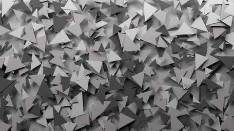 Numerous monochrome polygons floating in the air and rotating randomly Stock Footage 332184609