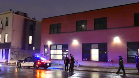 Numerous officers tchecking inside by the the outside Video stock 138651748