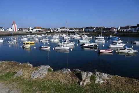 Numerous private boats in the harbour. Guilvinec Stock Photos