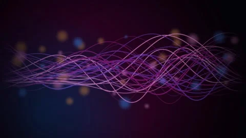 Numerous thin wavy lines flow in a dynamic purple and blue pattern Stock Footage 340831467