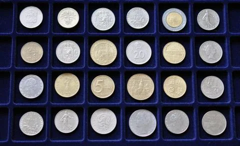Numismatic collection of old coin Stock Photos