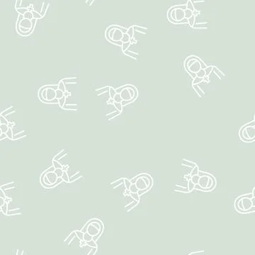 Nun christianity line seamless pattern Stock Illustration