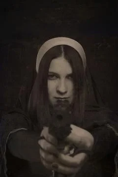 Nun with gun Stock Photos
