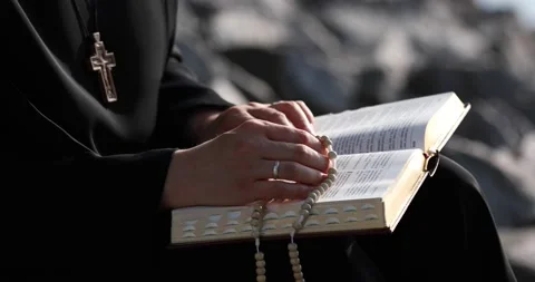 The nun reads the Holy Scriptures Stock Footage 140601481