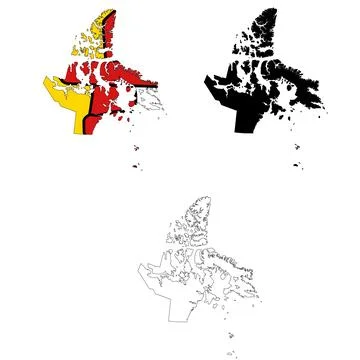 Nunavut flag map on white background. Outline map of Nunavut. Nunavut Canada Illustrazione stock