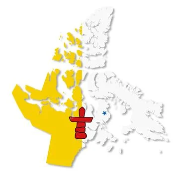 Nunavut Territory Canada Flag Map Stock Illustration