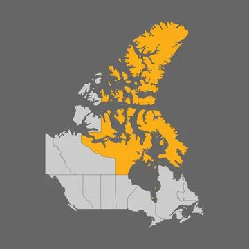 Nunavut territory highlighted on the map of Canada Stock Illustration