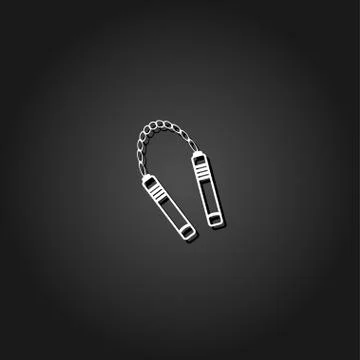 Nunchaku weapon icon flat. Stock Illustration