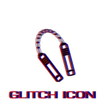Nunchaku weapon icon flat. Stock Illustration