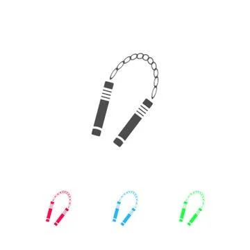 Nunchaku weapon icon flat Stock Illustration