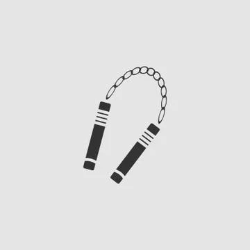 Nunchaku weapon icon flat Stock Illustration