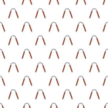 Nunchaku weapon martial arts equipment seamless pattern Stock Illustration