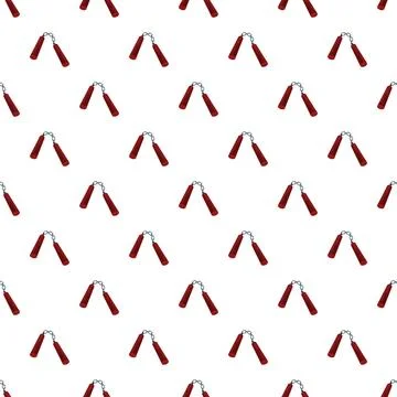 Nunchaku weapon pattern repeating on a white background Stock Illustration