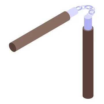 Nunchaku weapon rotating with chain on white background Stock Illustration