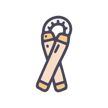 Nunchucks color vector doodle simple icon design Stock Illustration