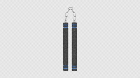 Nunchucks Rotating on a Transparent Background. Seamless Loop. 4K Stock Footage 311527069