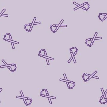 Nunchucks weapon military line vector seamless pattern Stockillustratie