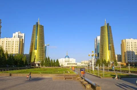 Nur-Sultan - Kazakhstan: June 10, 2021: Center of Nur-Sultan, view of president Stock Photos