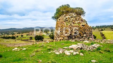 A nuraghe, the main type of ancient edifice in Sardinia, Italy Stock Photos
