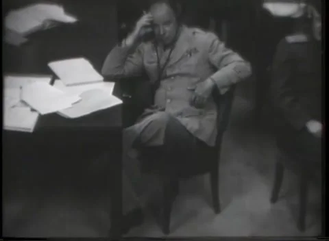 NUREMBERG - 1946: War Crimes Trials — Officer in service uniform at counsel 스톡 동영상 342919932