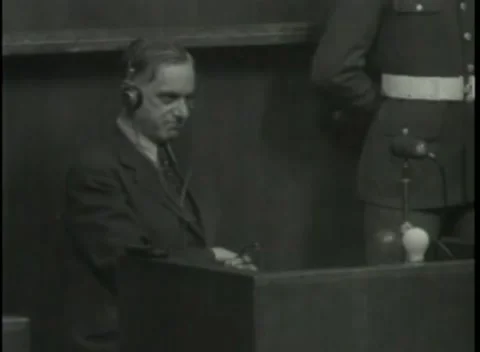 NUREMBERG - 1946: War Crimes Trials — Close on the witness box Video stock 342920104